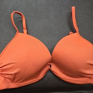 Shade & Shore Orange Bikini Top with Ribbed Texture